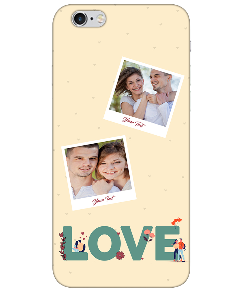 Love Icon With 2 Photos Beige Background Customised Standard Mobile Cover