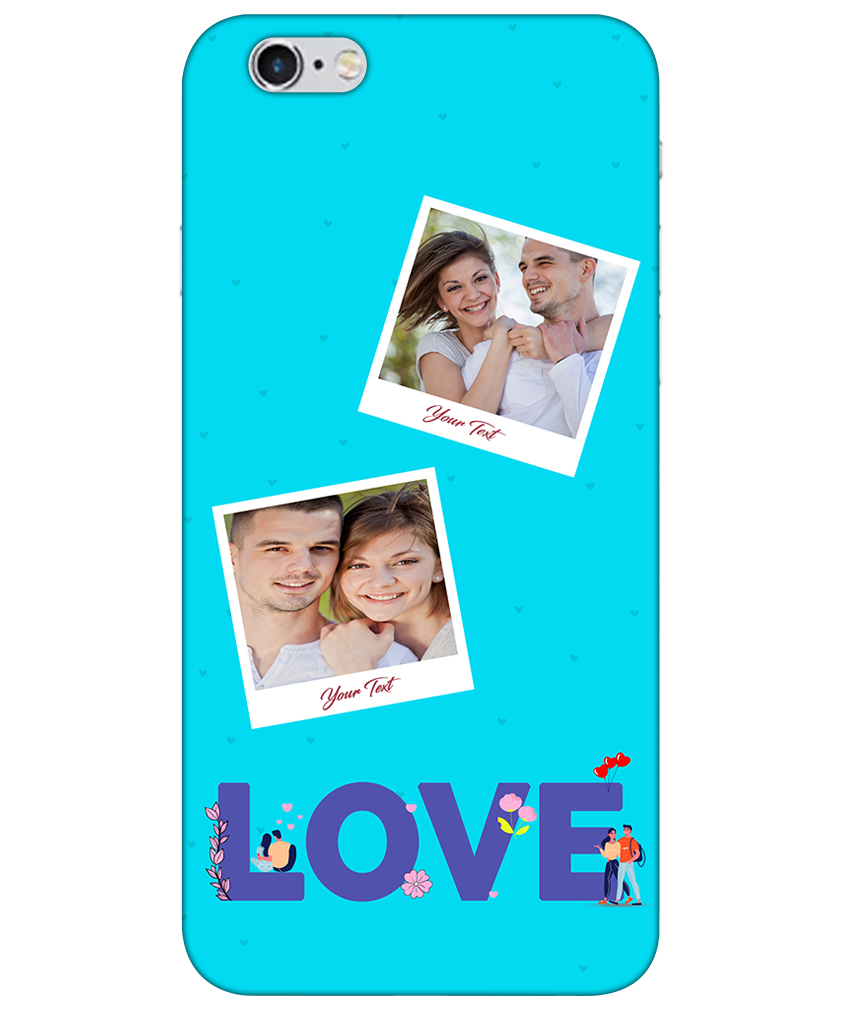 Love Icon With 2 Photos Blue Background Customised Standard Mobile Cover