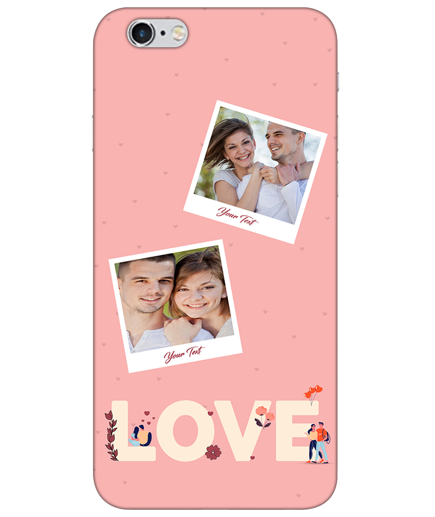 Love Icon With 2 Photos Pink Background Customised Standard Mobile Cover