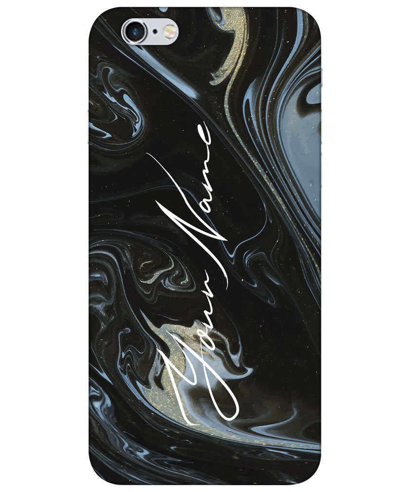 Your Name Grey Black Liquid Marble Artwork Customised Standard Mobile Cover