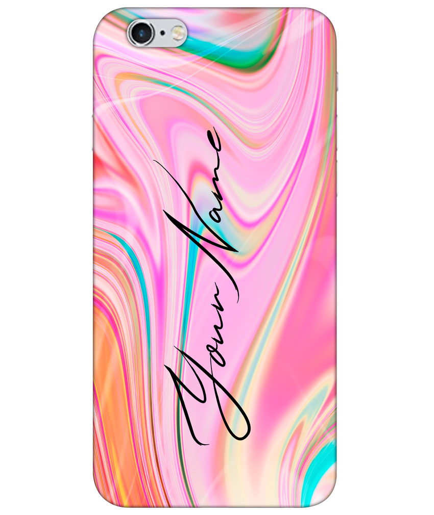 Your Name Blue Pink Liquid Marble Artwork Customised Standard Mobile Cover