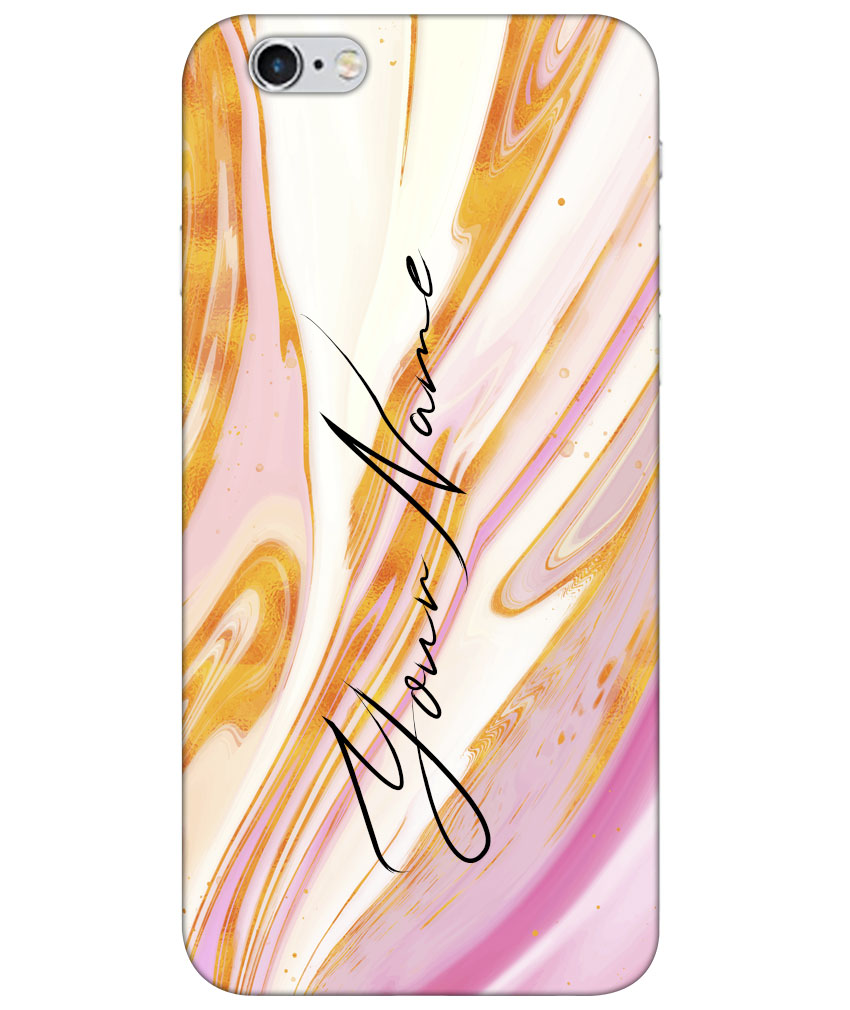 Your Name Golden Pink Liquid Marble Artwork Customised Standard Mobile Cover