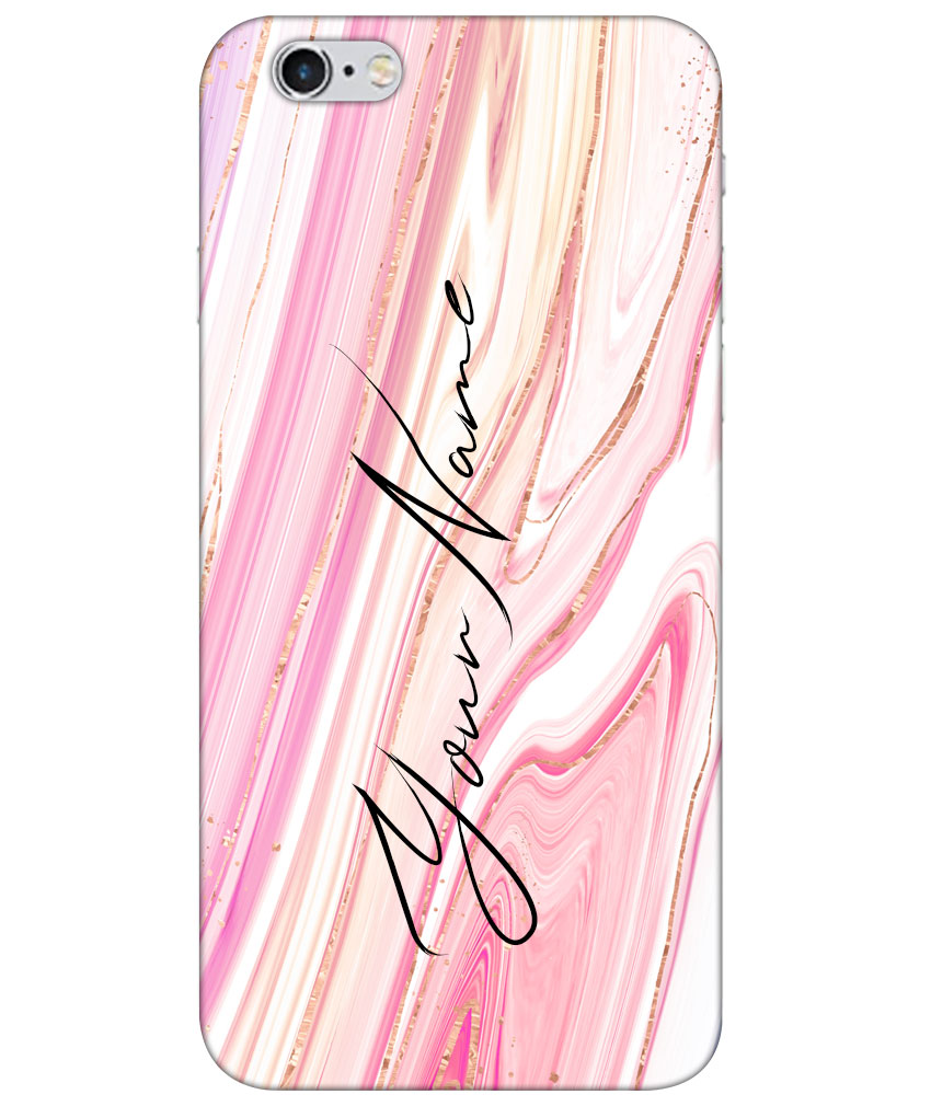 Your Name Pearl White Pink Liquid Marble Artwork Customised Standard Mobile Cover