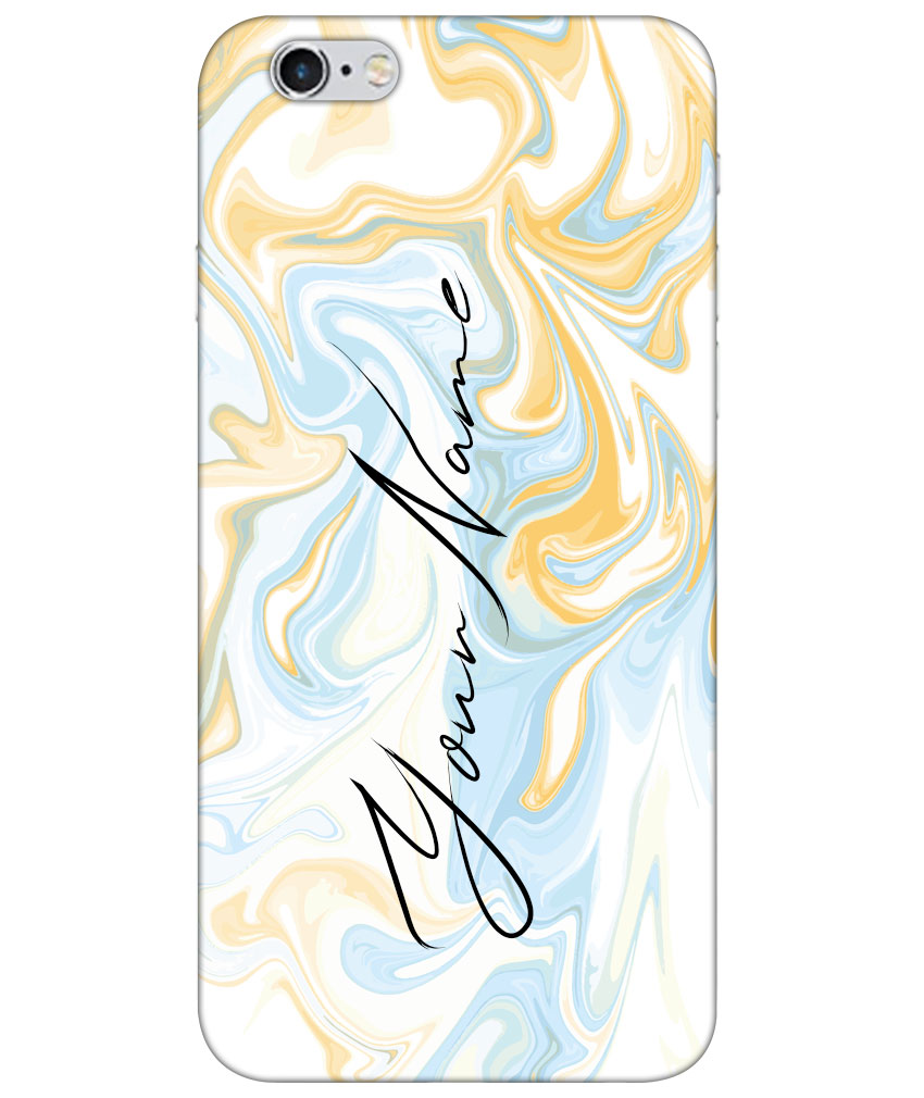 Your Name Golden Blue Abstract Paintmix Design Customised Standard Mobile Cover