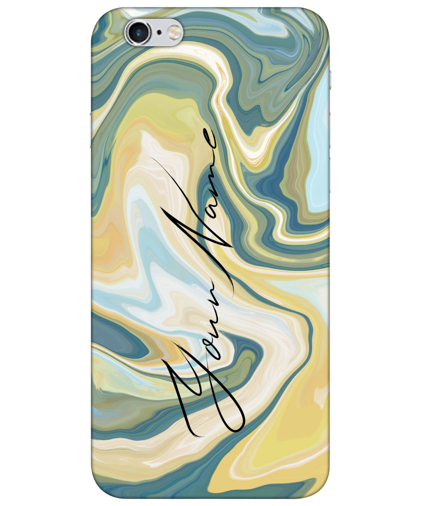 Your Name Gold Olive Green Liquid Marble Artwork Customised Standard Mobile Cover