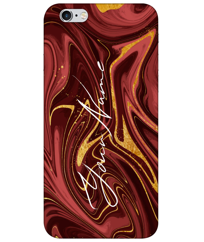 Your Name Golden Maroon Liquid Marble Artwork Customised Standard Mobile Cover