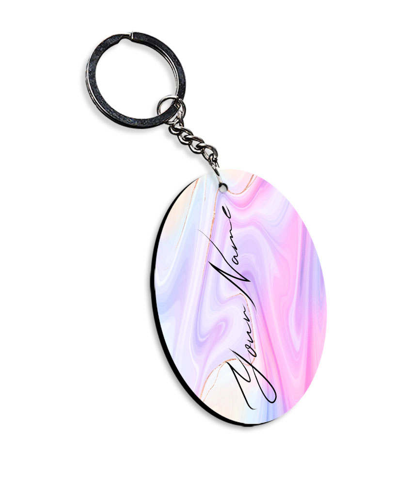 Your Name Multicolor Abstract Paintmix Design Customised Oval Key Chains