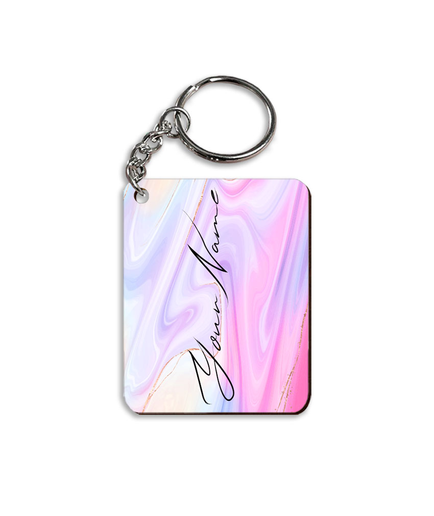 Your Name Multicolor Abstract Paintmix Design Customised Rectangle Key Chains