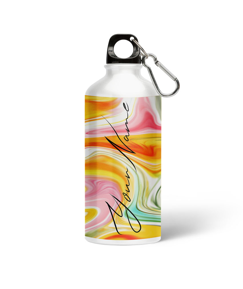 Your Name Multicolor Liquid Marble Artwork Custom Printed Metallic Sipper