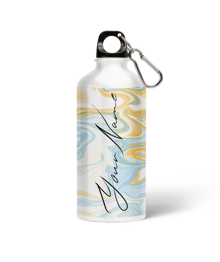 Your Name Golden Blue Abstract Paintmix Design Custom Printed Metallic Sipper