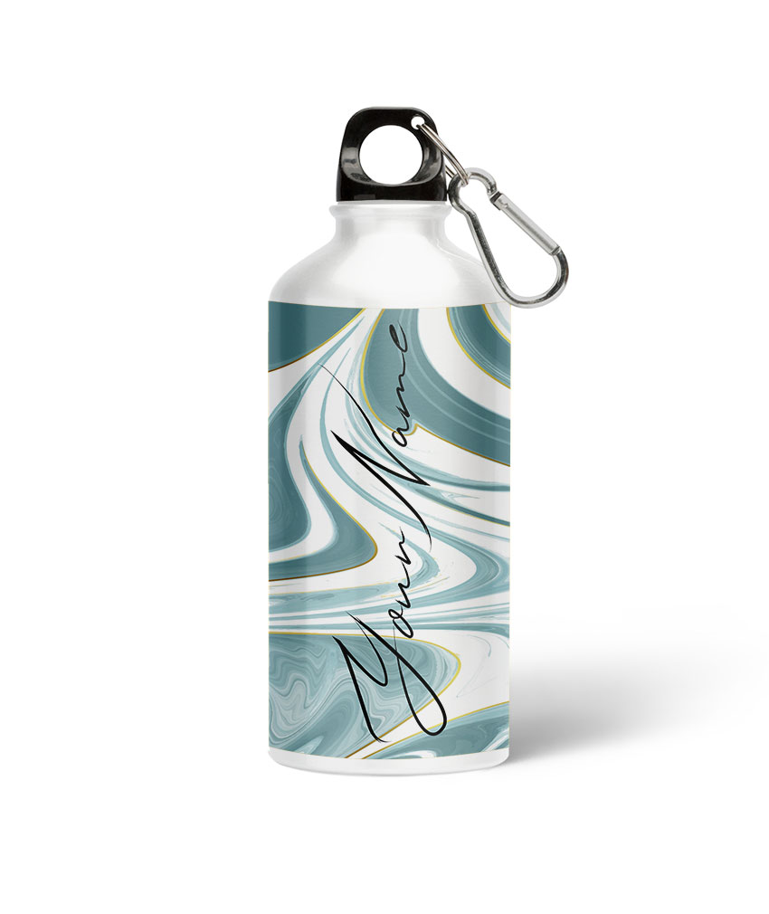 Your Name White Blue Abstract Paintmix Design Custom Printed Metallic Sipper