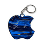 Your Name Golden Blue Liquid Marble Artpiece Customised Apple Key Chains