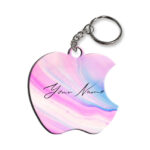 Your Name Pink Blue Liquid Marble Illustration Customised Apple Key Chains