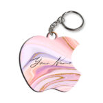 Your Name Pink Purple Liquid Marble Illustration Customised Apple Key Chains