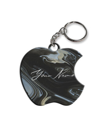 Your Name Grey Black Paintmix Design Customised Apple Key Chains