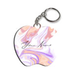 Your Name Peach Purple Liquid Marble Artwork Customised Apple Key Chains