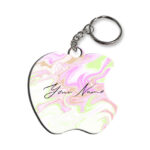 Your Name Green Pink Liquid Marble Artwork Customised Apple Key Chains