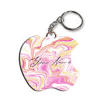Your Name Gold Magenta Liquid Marble Illustration Customised Apple Key Chains