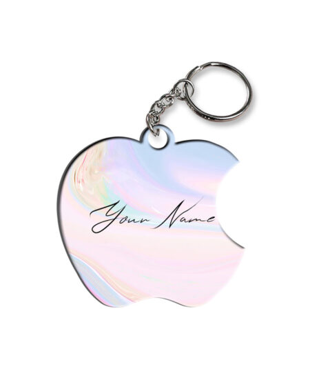 Your Name Multicolor Gradient Liquid Marble Illustration Customised Apple Key Chains