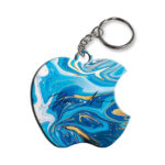 Your Name Blue Gold Liquid Marble Artpiece Customised Apple Key Chains