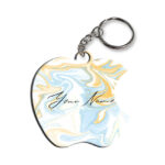 Your Name Yellow Blue Liquid Marble Artwork Customised Apple Key Chains