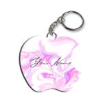 Your Name Voilet Pink Liquid Marble Artwork Customised Apple Key Chains