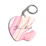 Your Name Pearl White Pink Liquid Marble Illustration Customised Apple Key Chains