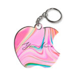 Your Name Cyan Blue Pink Paintmix Design Customised Apple Key Chains