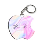 Your Name Multicolor Liquid Marble Illustration Customised Apple Key Chains