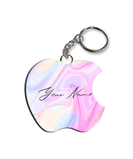 Your Name Multicolor Liquid Marble Illustration Customised Apple Key Chains