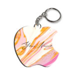 Your Name Golden Pink Liquid Marble Illustration Customised Apple Key Chains