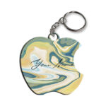 Your Name Gold Olive Green Paintmix Design Customised Apple Key Chains