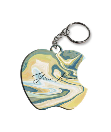Your Name Gold Olive Green Paintmix Design Customised Apple Key Chains