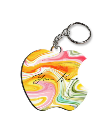 Your Name Rainbow Paintmix Design Customised Apple Key Chains