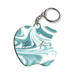Your Name White Blue Liquid Marble Artwork Customised Apple Key Chains