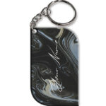 Your Name Grey Black Paintmix Design Customised Curved Rectangle Key Chains