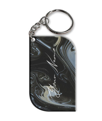Your Name Grey Black Paintmix Design Customised Curved Rectangle Key Chains