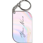 Your Name Multicolor Gradient Liquid Marble Illustration Customised Curved Rectangle Key Chains