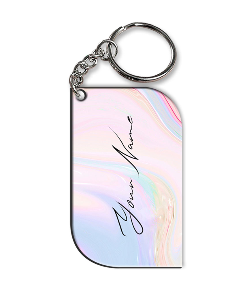 Your Name Multicolor Gradient Liquid Marble Illustration Customised Curved Rectangle Key Chains