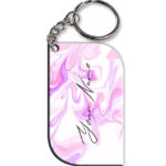 Your Name Voilet Pink Liquid Marble Artwork Customised Curved Rectangle Key Chains