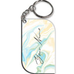 Your Name Multicolor Liquid Marble Artwork Customised Curved Rectangle Key Chains