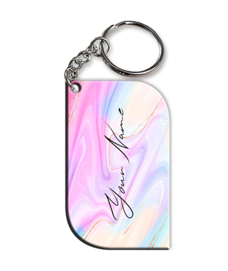 Your Name Multicolor Liquid Marble Illustration Customised Curved Rectangle Key Chains