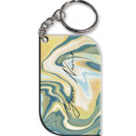 Your Name Gold Olive Green Paintmix Design Customised Curved Rectangle Key Chains