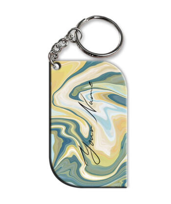 Your Name Gold Olive Green Paintmix Design Customised Curved Rectangle Key Chains