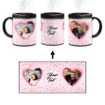 Couple Heart Photoframe With Pink Background Custom Printed Magic Mug