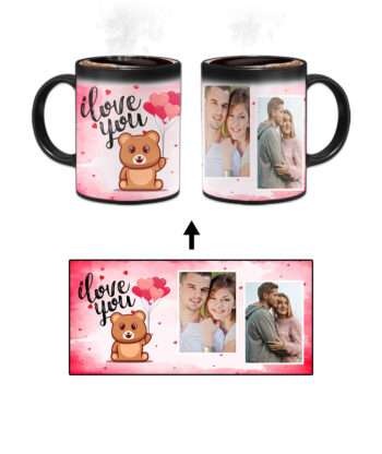 I Love You Message With Red Abstract Background Custom Printed Magic Mug