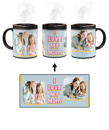 I Love My Mom Message With Grey Background Custom Printed Magic Mug