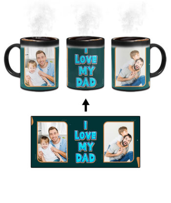 I Love My Dad Message With Green Background Custom Printed Magic Mug