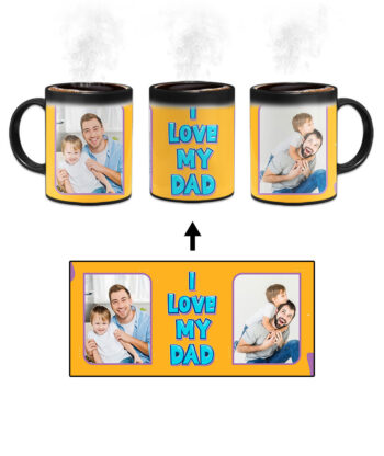 I Love My Dad Message With Yellow Background Custom Printed Magic Mug