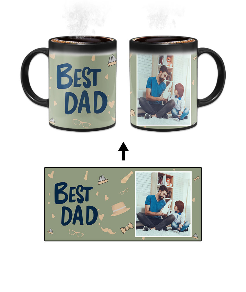 Best Dad Design With Sage Green Background Custom Printed Magic Mug